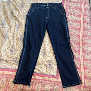 Women’s Dickies Black Carpenter Pant 30 Regular White Stitching